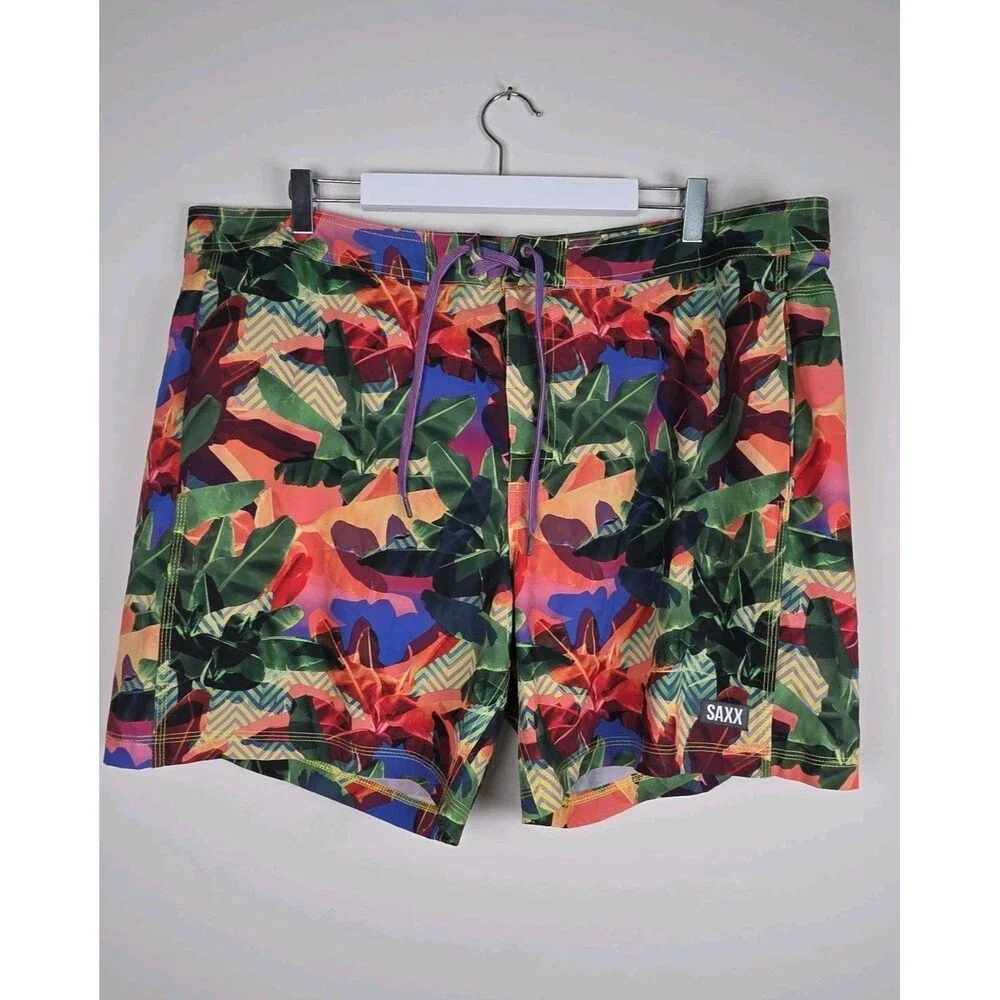 Saxx Betawave Boardie 17” Shorts Men 40 Lined(Pouch) Luminous Foilage Tropical